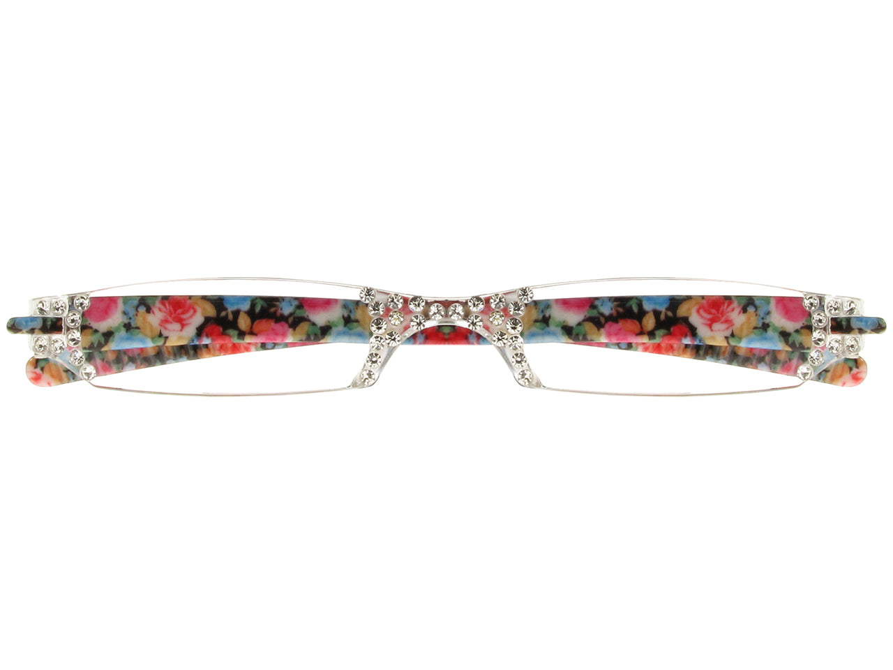 Reading Glasses 'Quartet' Blue/Pink Floral