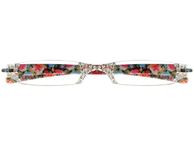 Reading Glasses 'Quartet' Blue/Pink Floral