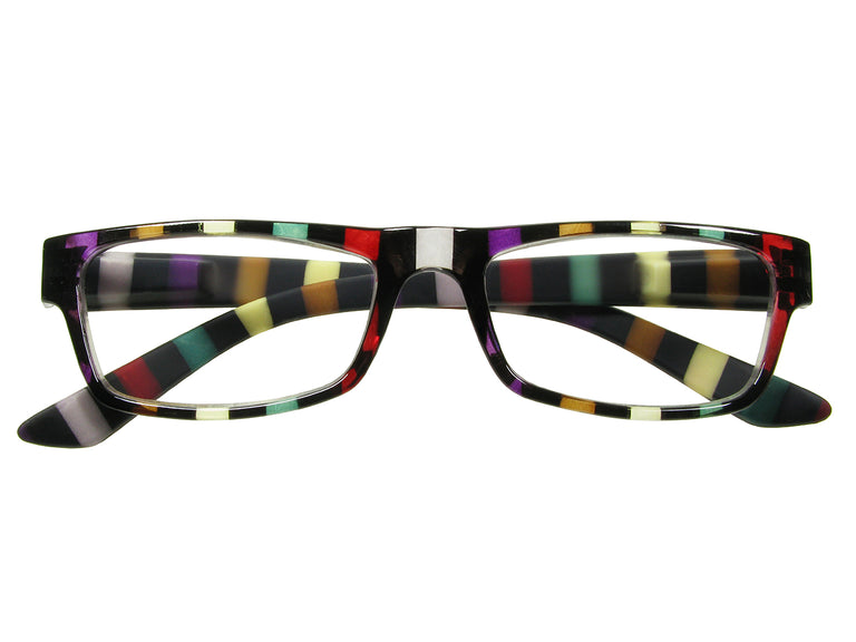 Reading Glasses 'Allsorts' Black/Multi-Stripe