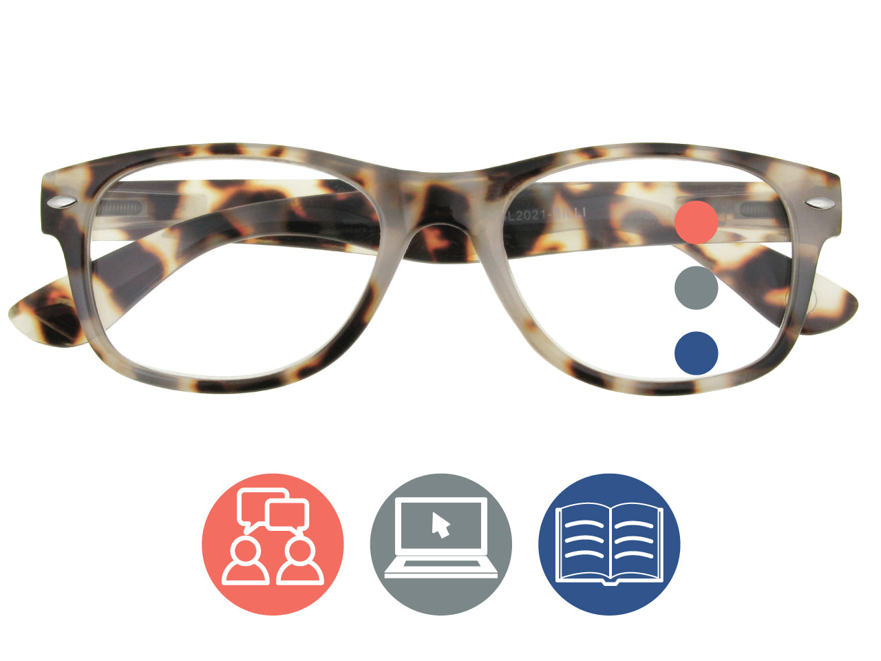 Progressive Reading Glasses 'Billi Multi-Focus' White Tortoiseshell