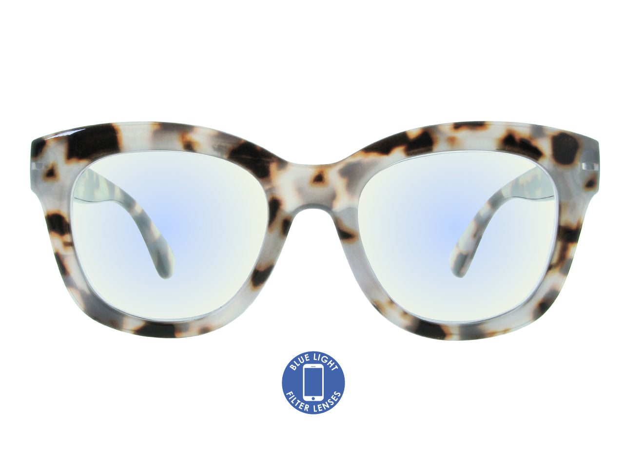 Blue Light Non-Prescription Glasses 'Encore' White Tortoiseshell