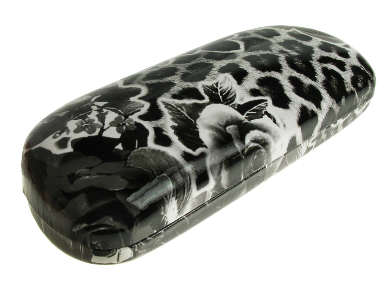 Glasses Case 'Rose and Leopard' Black