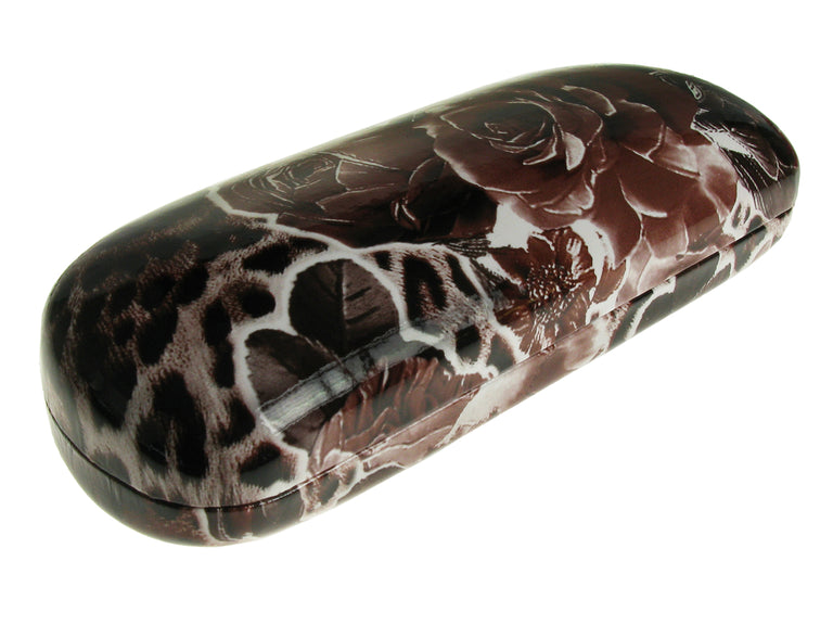 Glasses Case 'Rose and Leopard' Brown