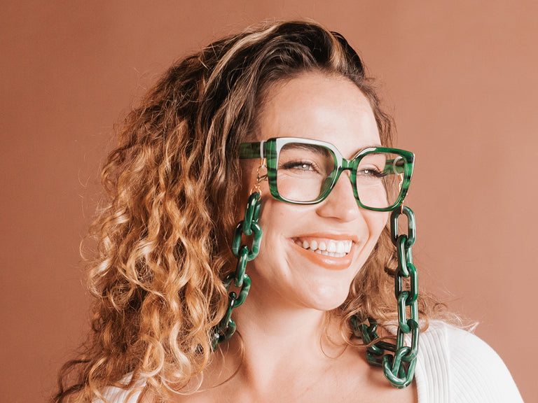 Glasses Chain 'Chunky Oval' Green Marble