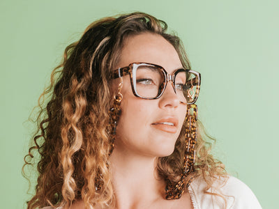 Glasses Chain 'Chunky Rectangular' Tortoiseshell