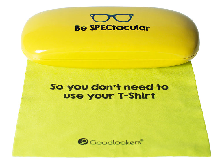 Glasses Case 'Bright Slogan' Yellow