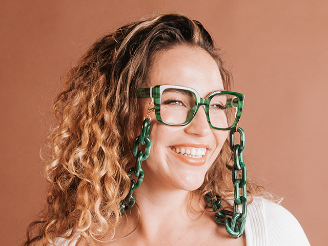 Glasses Chain 'Chunky Oval' Green Marble