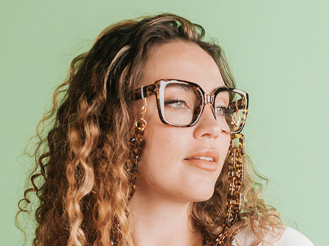 Glasses Chain 'Chunky Rectangular' Tortoiseshell