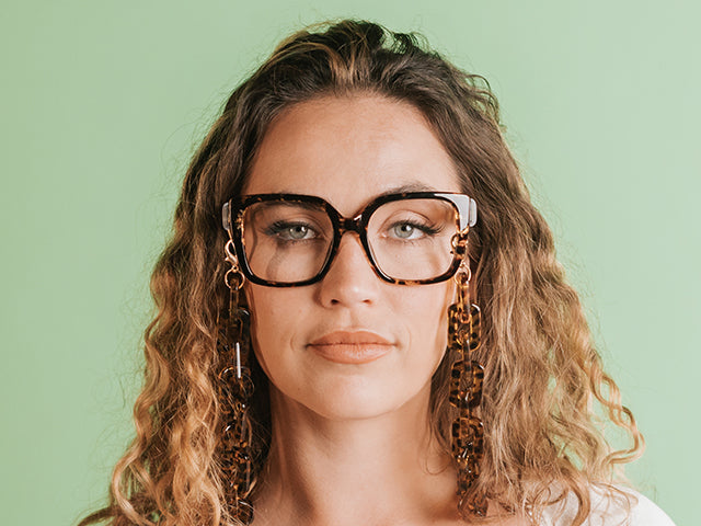 Glasses Chain 'Chunky Rectangular' Tortoiseshell